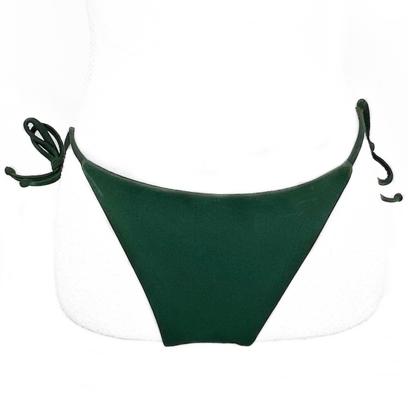 Cher Swim Forest Green Itty Bity Sexy Classic Side Tie Cheeky Bikini Bottom S - Picture 2 of 4